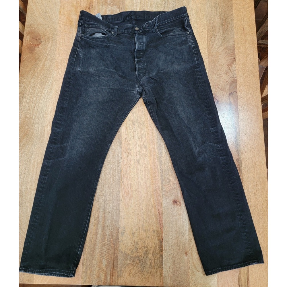 Levi's 501 Button Fly Jeans Mens 40x32 Black Straight Leg